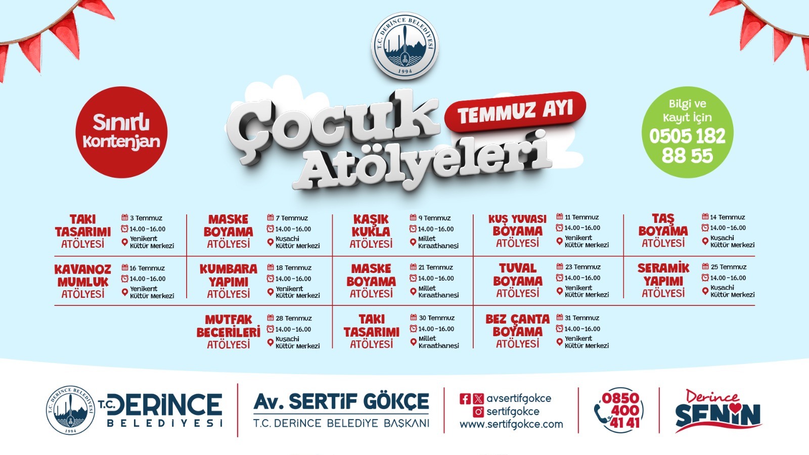 Derince’de Yaz Tatiline Renk Katacak Atölyeler Başlıyor