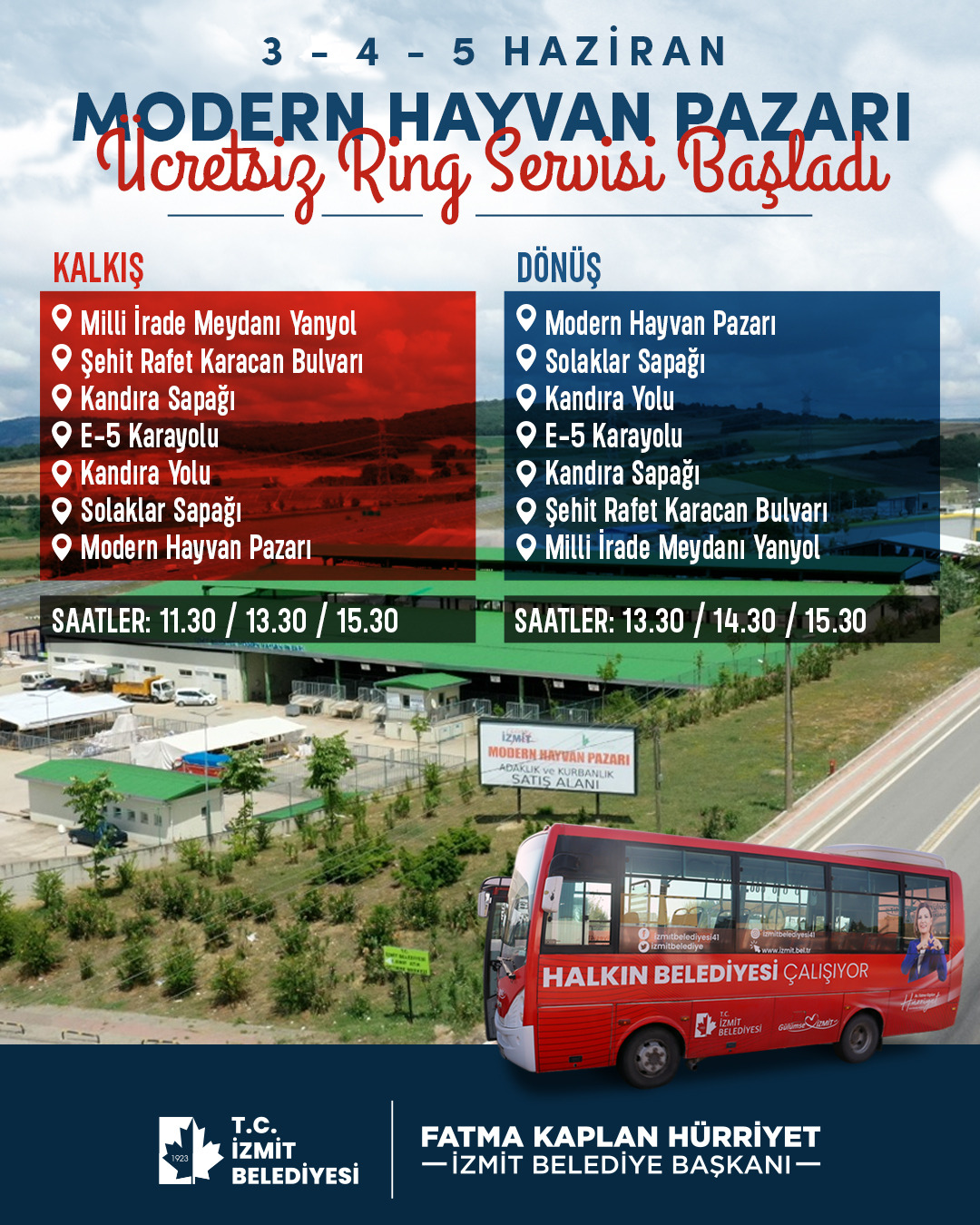 Izmit Belediyesinden Kurban Pazari'na Ücretsiz Ulasim Destegi Basliyor