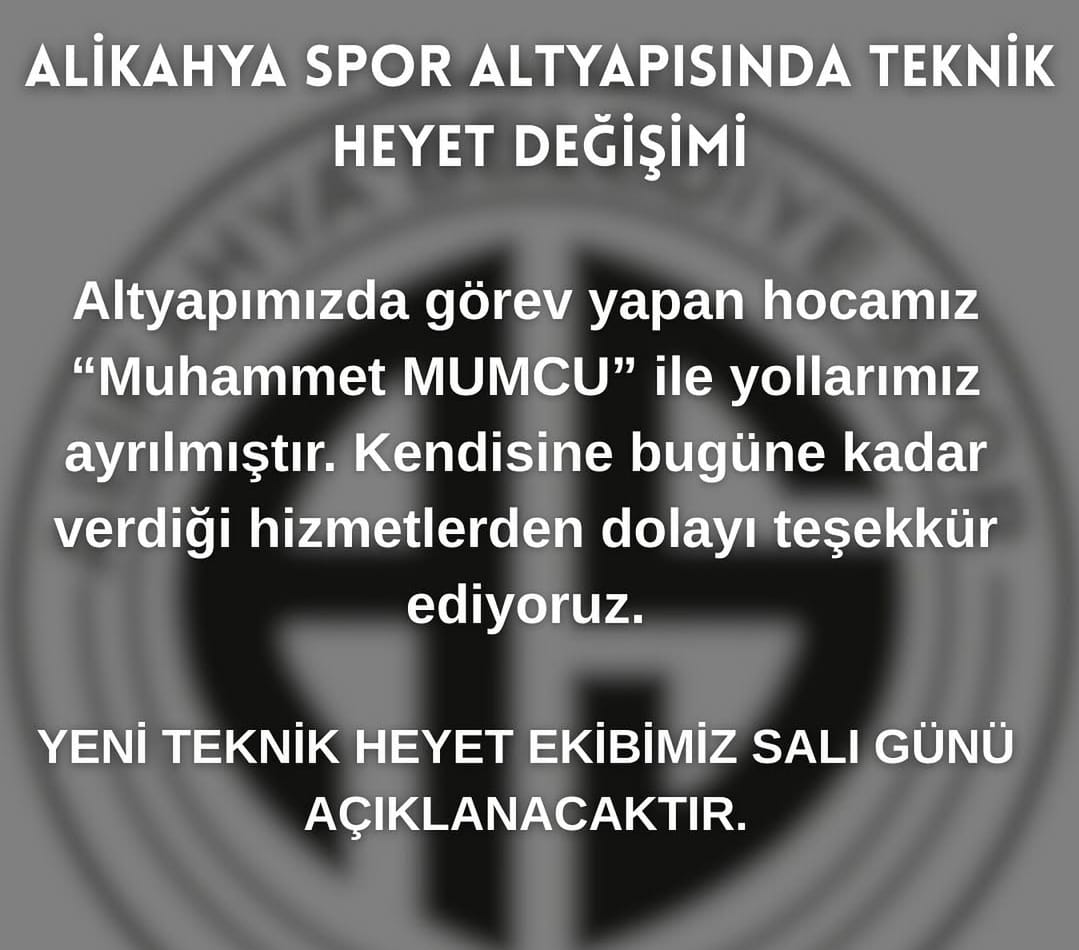 Alikahya Spor Altyapısında Teknik Heyet Değişikliği