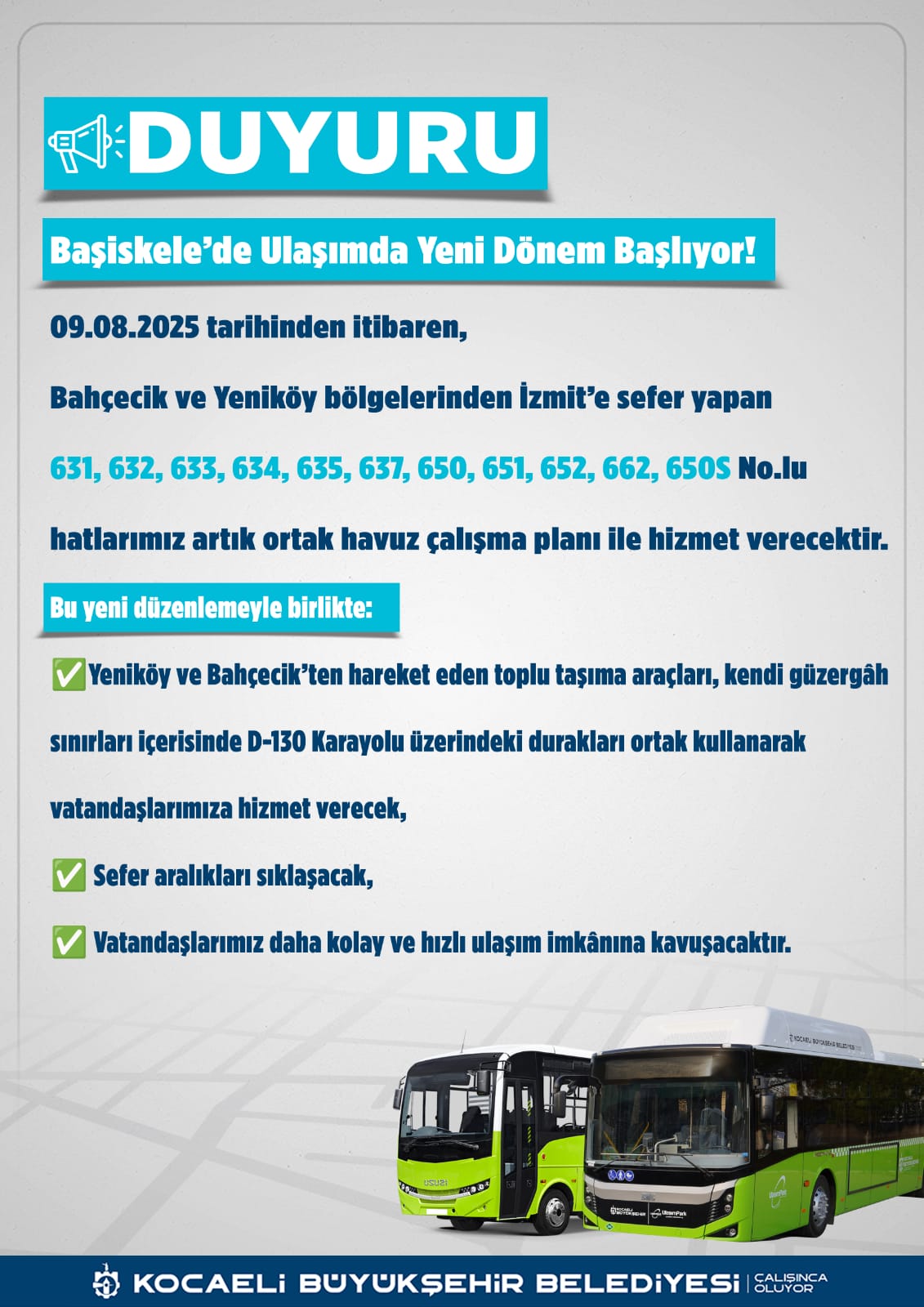 Başiskele’de Toplu Ulaşımda Ortak Havuz Dönemi Başlıyor (1)