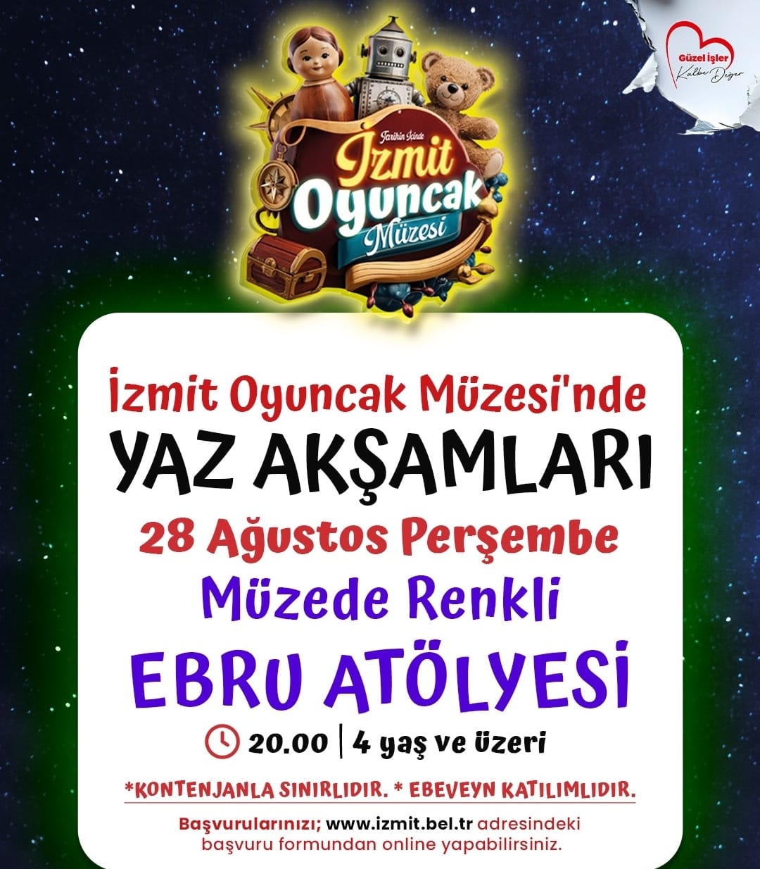 İzmit Belediyesinin Müzede Yaz Akşamları Atölyeleri Devam Ediyor