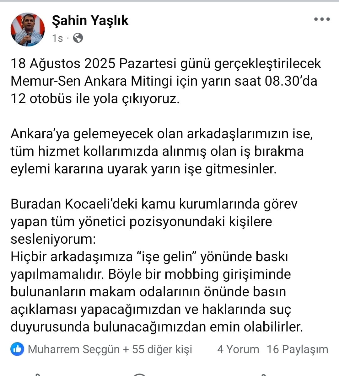 Şahin Yaşlık'tan Üstü Kapalı Gözdağı