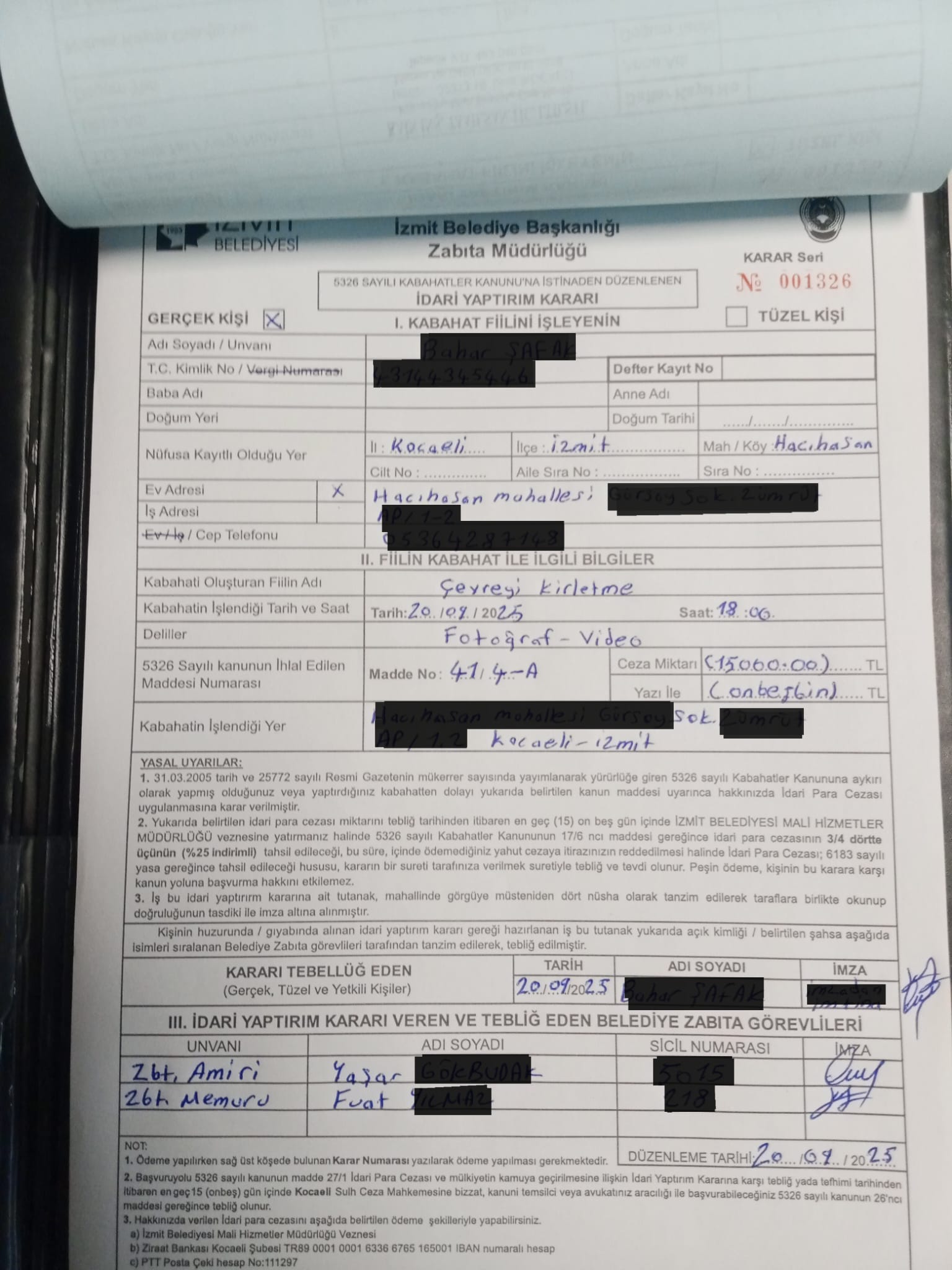 İzmit Belediyesinden Çevreyi Kirletene 15 Bin Tl Ceza (3)