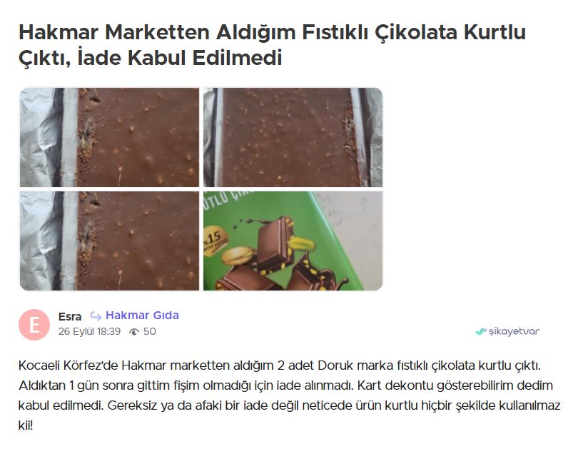 Yine Aynı Market, Yine Bir Sorun! Çikolatanın İçinden Kurt Çıktı (1)-1