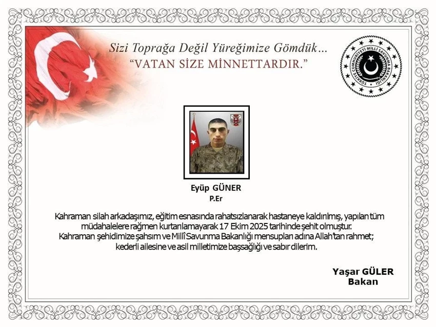Eğitim Sırasında Rahatsızlanan Piyade Er Eyüp Güner Şehit Oldu-1