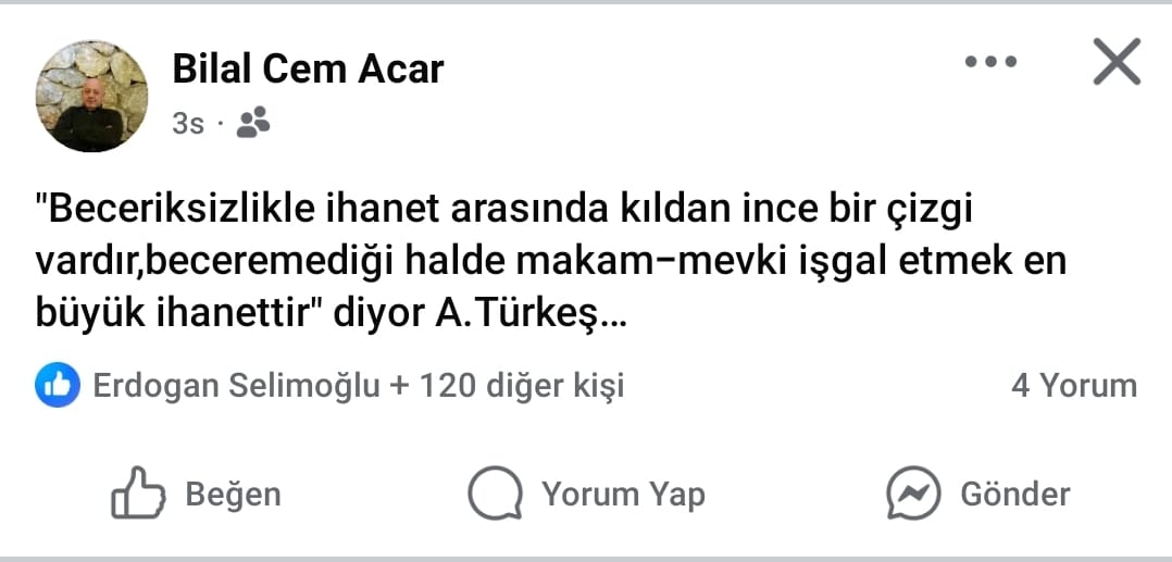 Eski Kocaelispor Yöneticisi Bilal Acar’dan İnce Gönderme 1