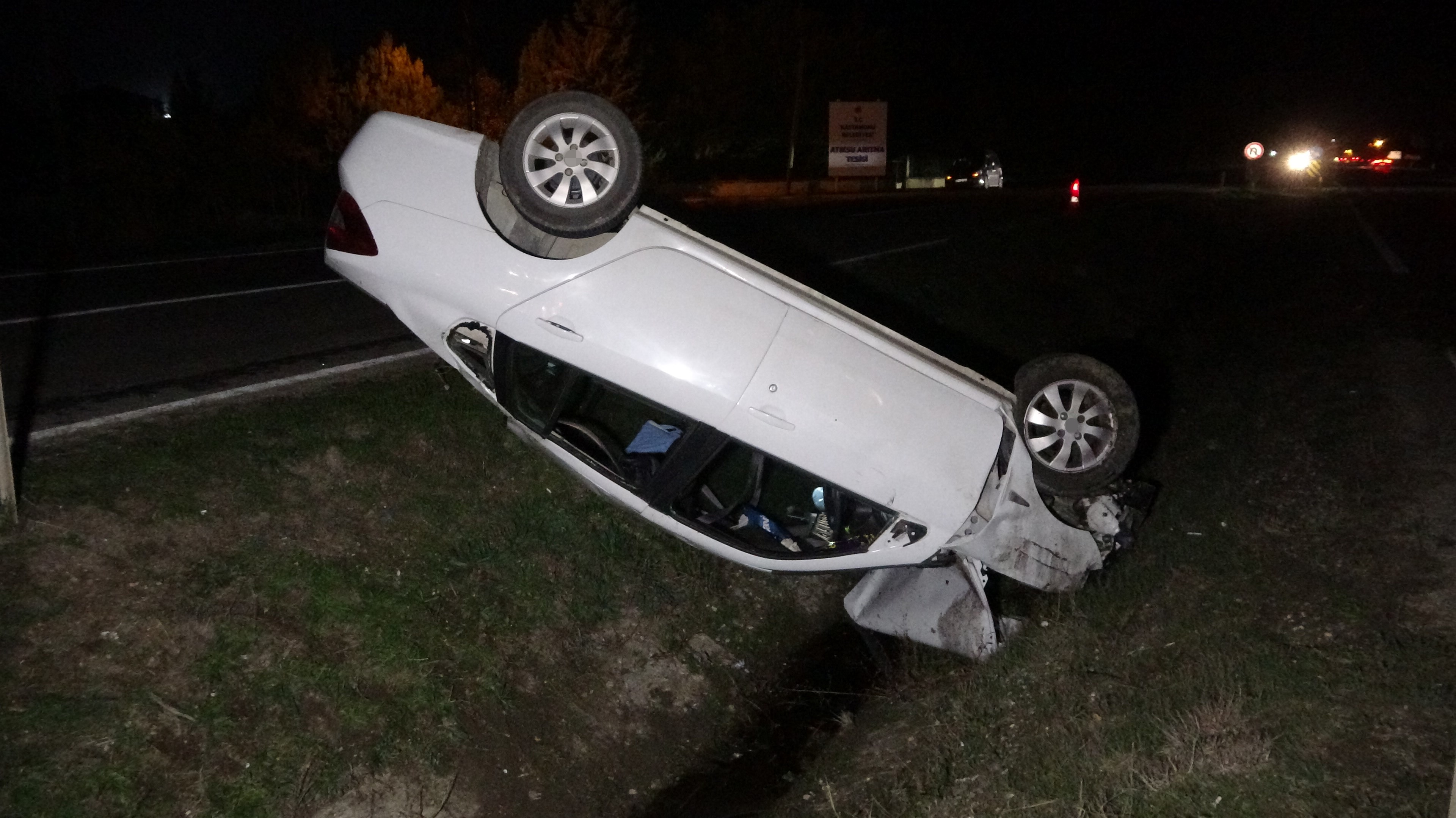 Otomobil Köpeğe Çarpmamak İçin Takla Attı (1)-1