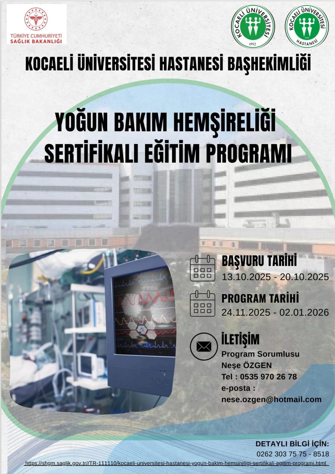 Yoğun Bakım Hemşireliği Sertifikalı Eğitim Programı Başlıyor!-1