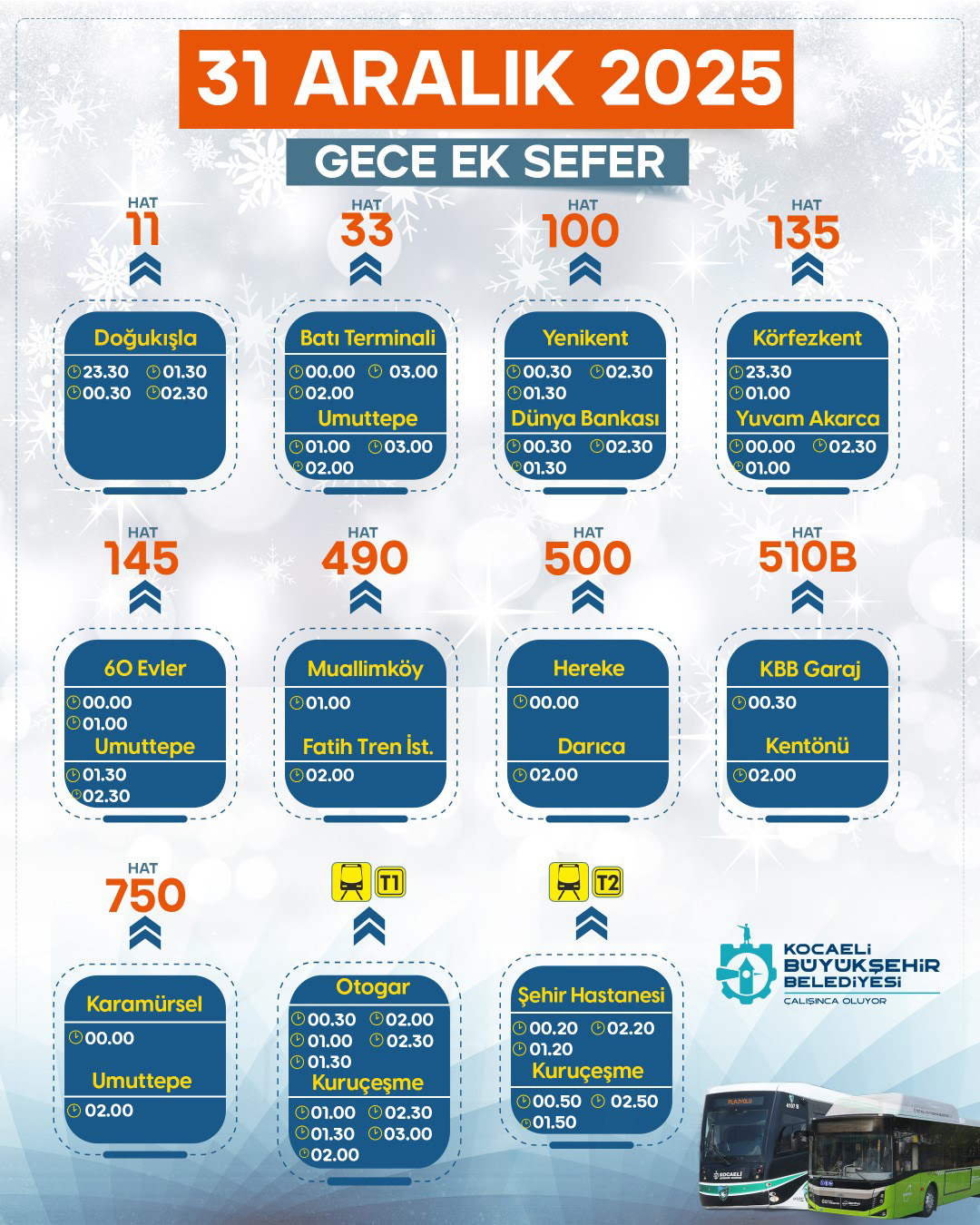 Büyükşehir'den Ulaşıma Yılbaşı Düzenlemesi
