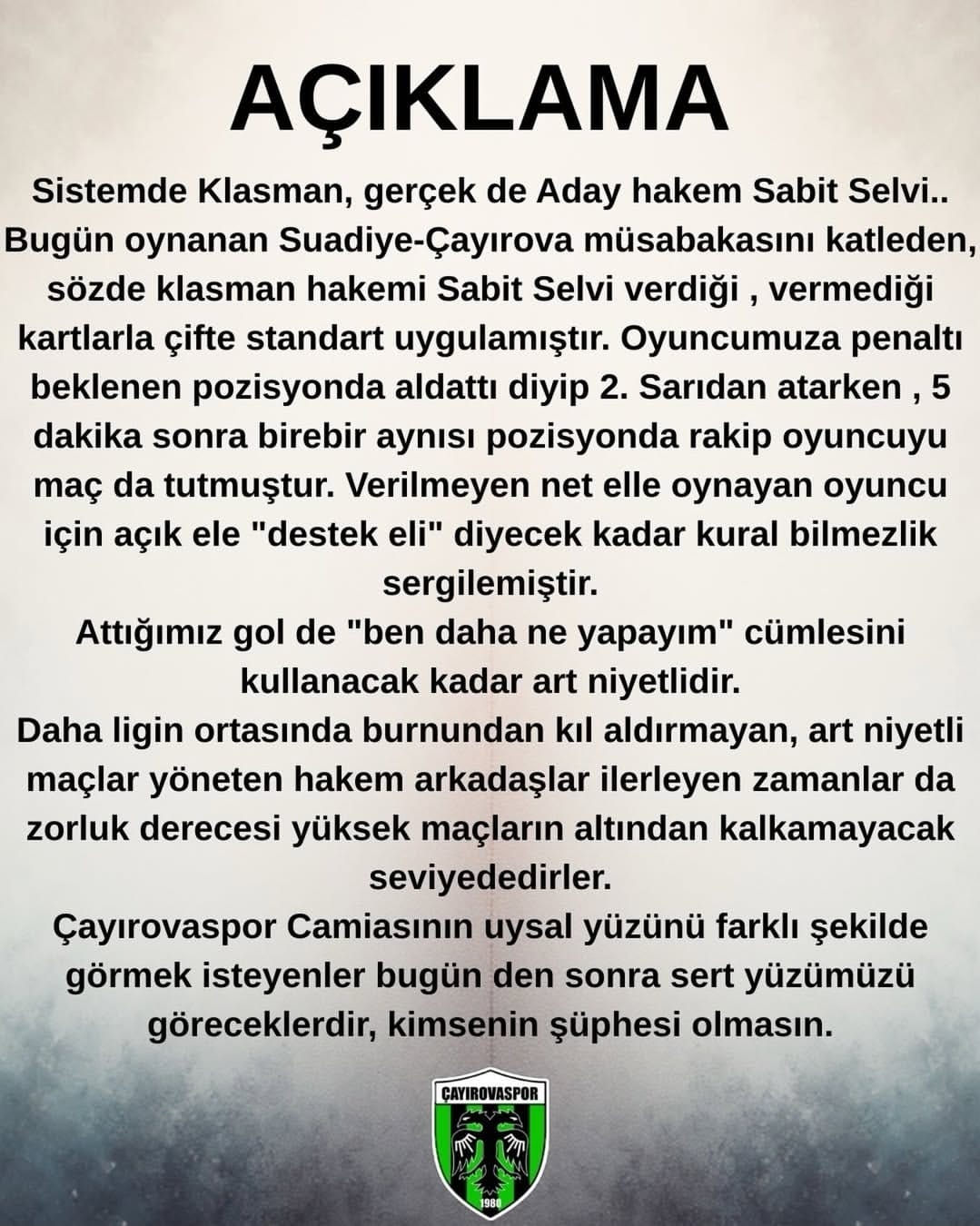 Çayırovaspor; Bundan Sonra Sert Yüzümüzü Görecekler (1)