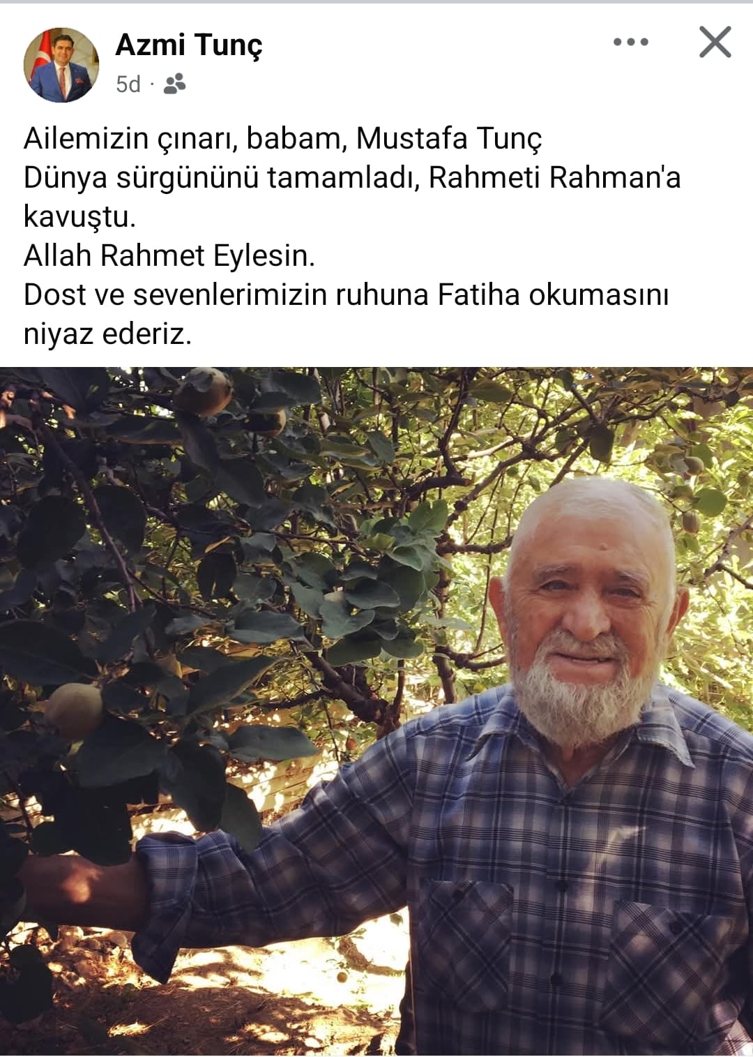 Dilovası İlçe Milli Eğitim Müdürü Azmi Tunç’un Acı Günü