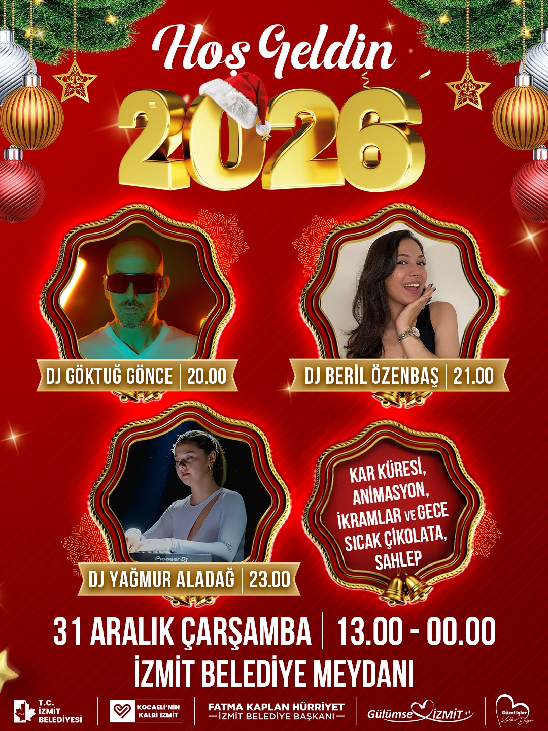 İzmit’te Yılbaşı Coşkusu Belediye Meydanı’nda Yaşanacak