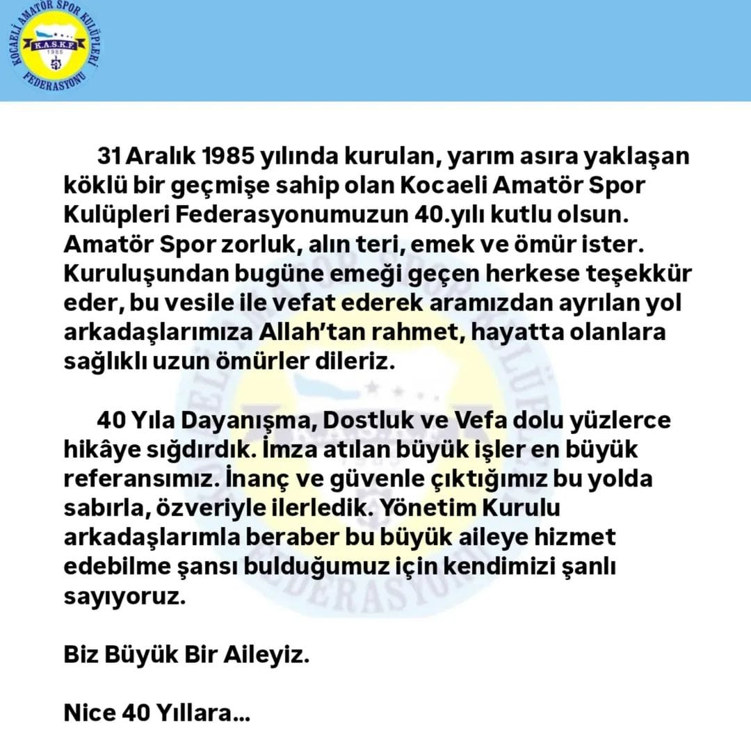 Kocaeli Amatör Spor Kulüpleri Federasyonu (Kaskf 1