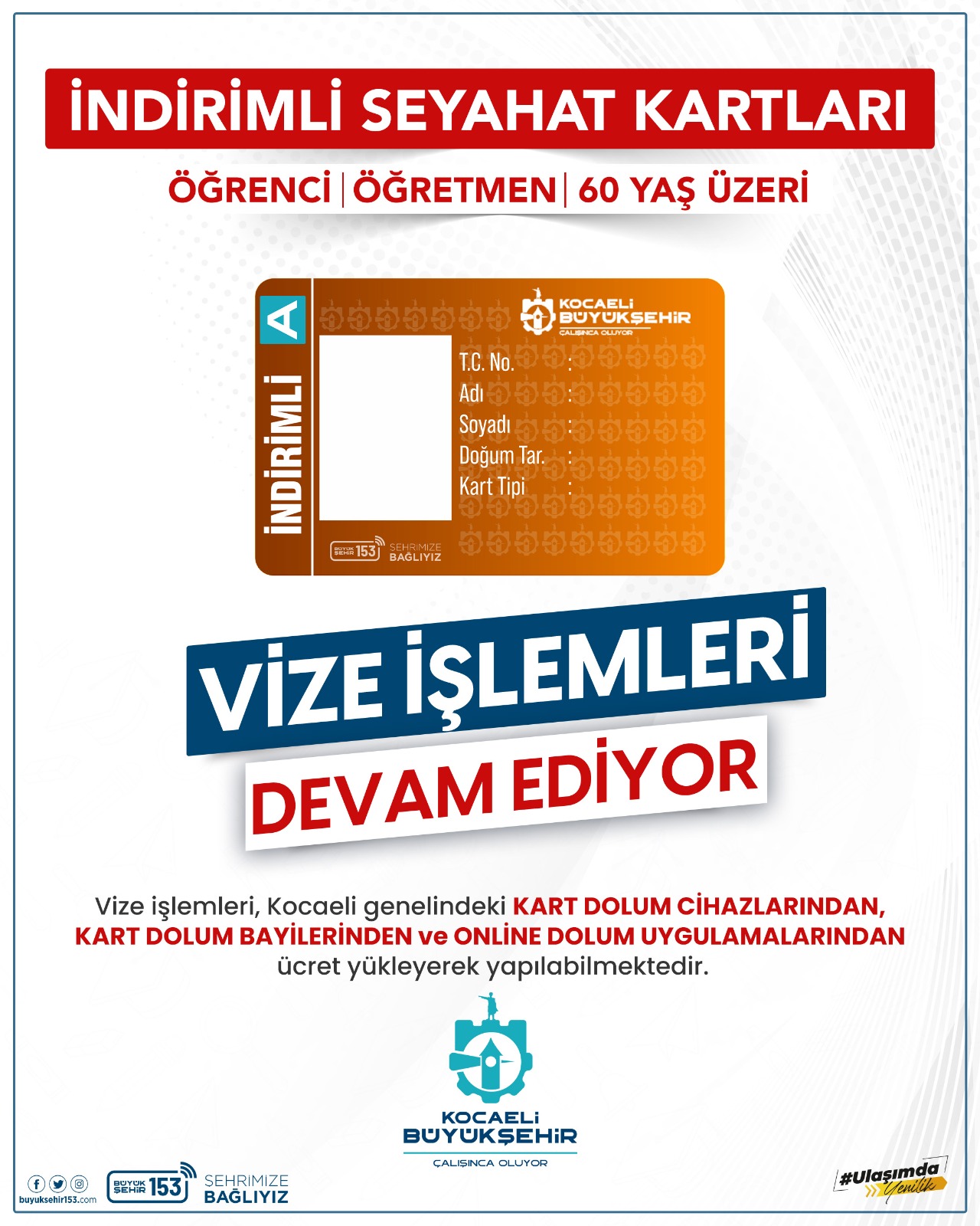 Kocaeli'de İndirimli Kart Sahipleri Dikkat! Son Gün 1 Ocak