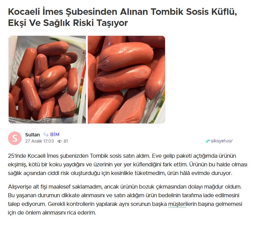 Marketten Aldığım Sosis Bozuk Çıktı! (1)