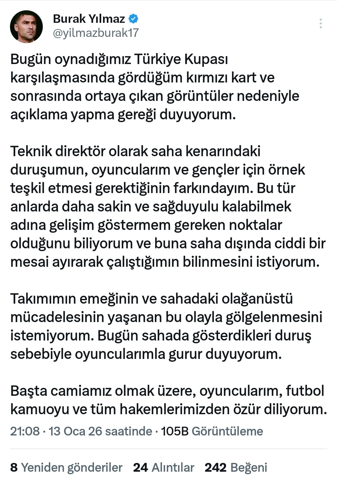 Burak Yılmaz’dan Kocaelispor Maçı Sonrası Özür Açıklaması (2)