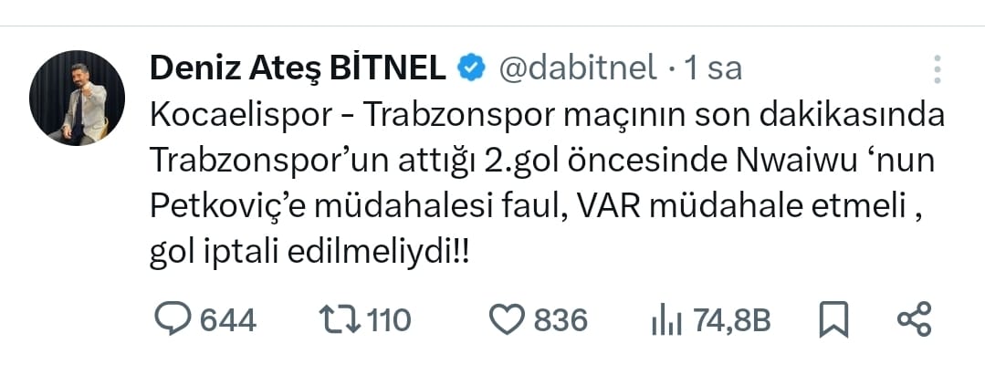 Eski̇ Hakem Deni̇z Ateş Bi̇tnel'den Olay Yaratan Var Yorumu Gol İptal Edi̇lmeli̇ydi̇!-1