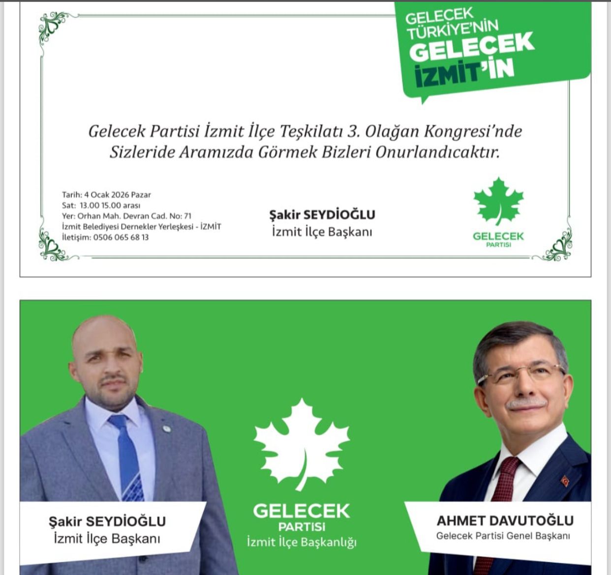 Gelecek Partisi İzmit’te 3. Olağan Kongreye Hazırlanıyor