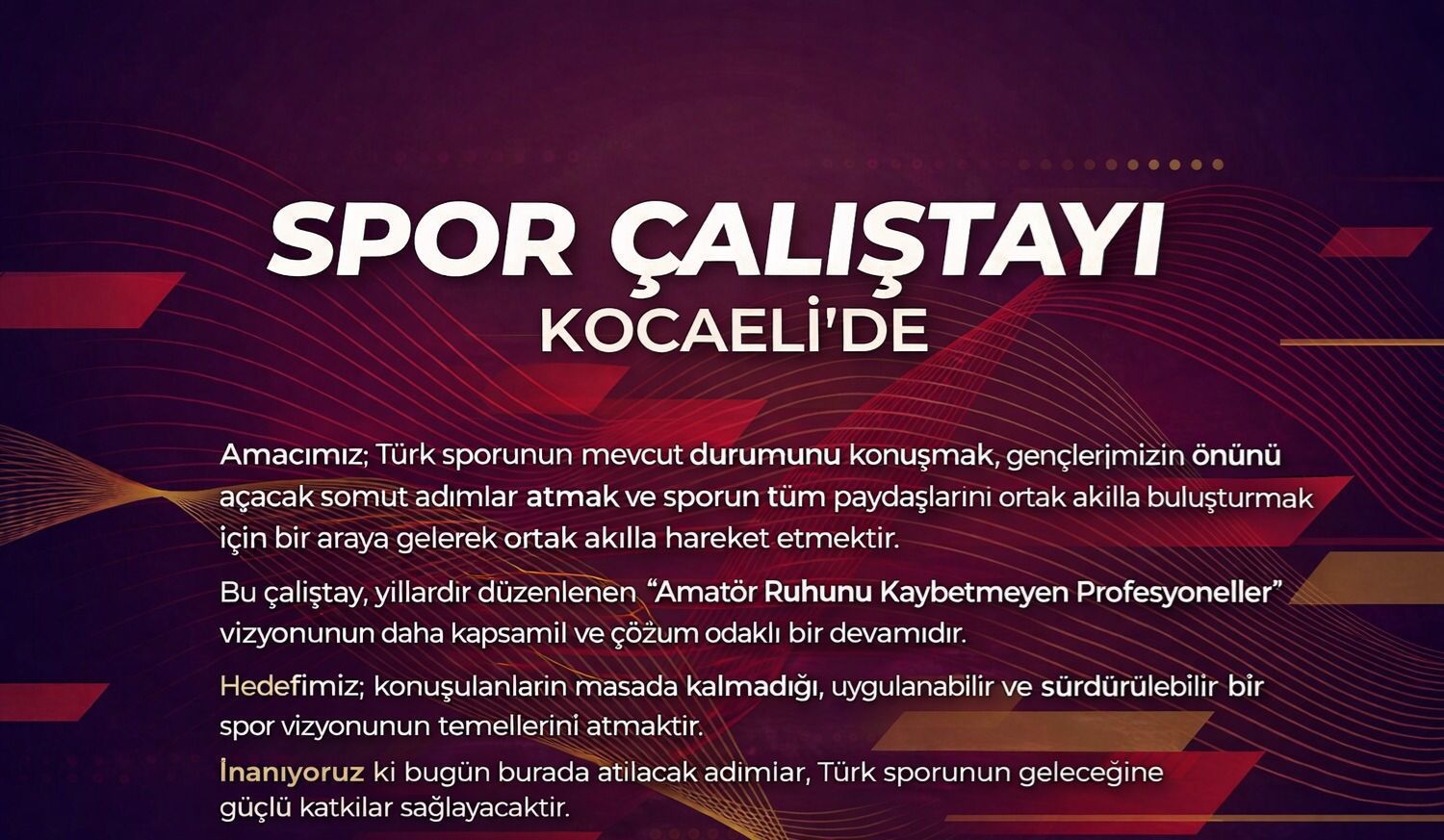 Onur Kından’dan Kocaeli’de Spor Çalıştayı