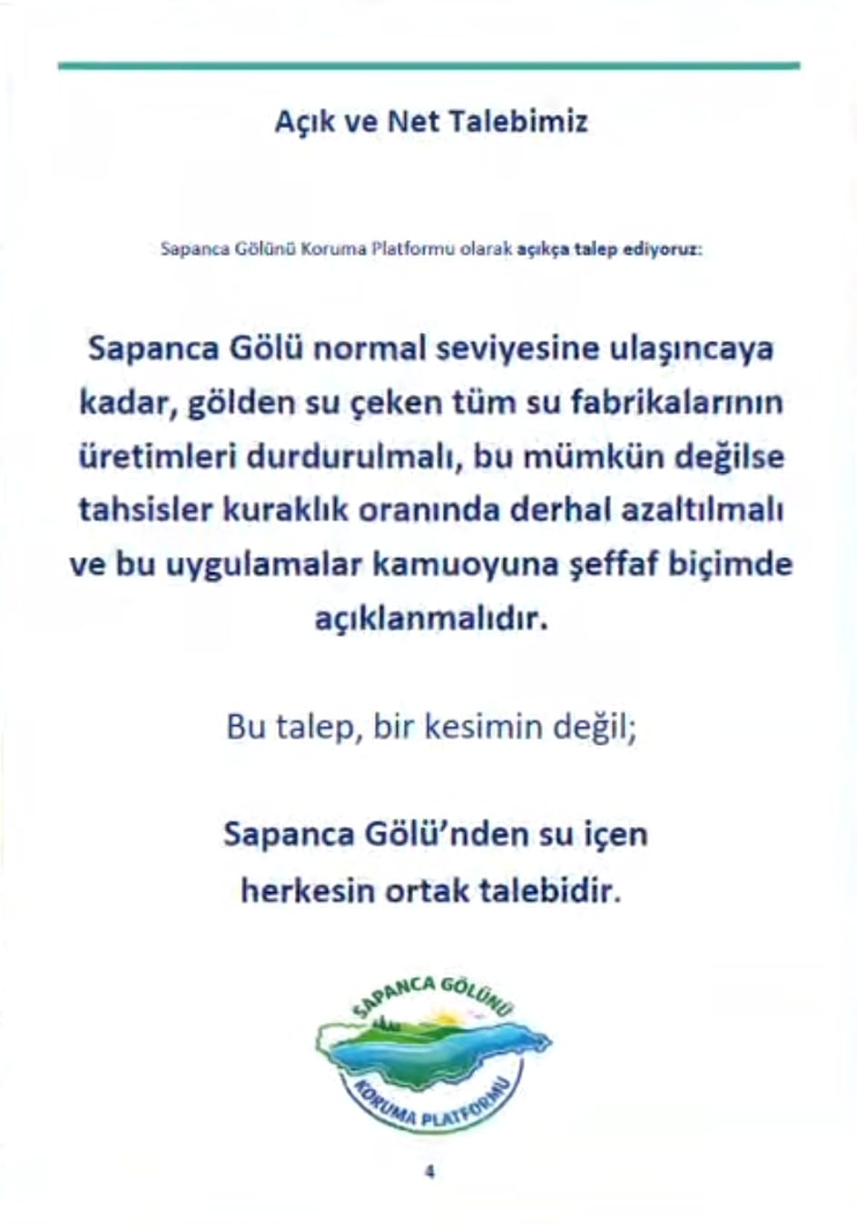 Sapanca Gölü İçin Acil Çağrı 2