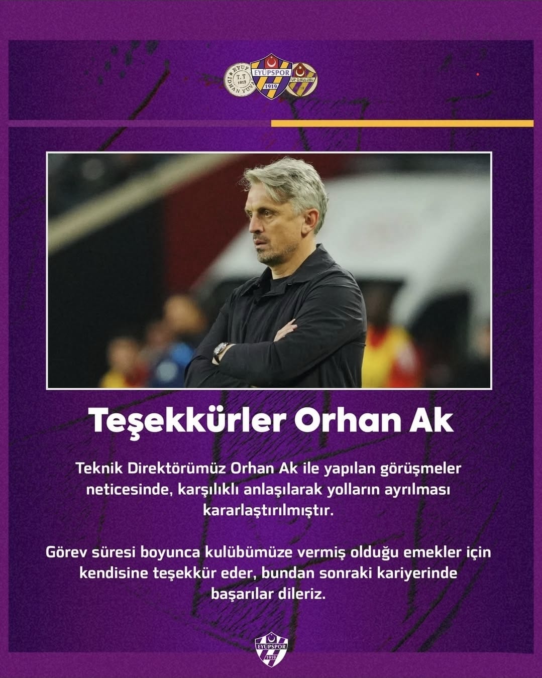 Süper Lig'de Bir Ayrılık Daha Eyüpspor’da Orhan Ak Dönemi Sona Erdi!-1