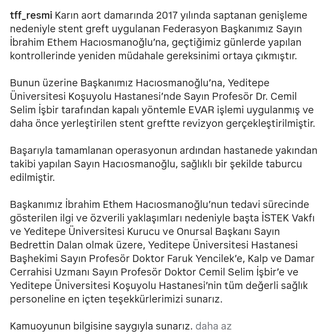 Tff Başkani İbrahi̇m Haciosmanoğlu Ameli̇yat Oldu-1