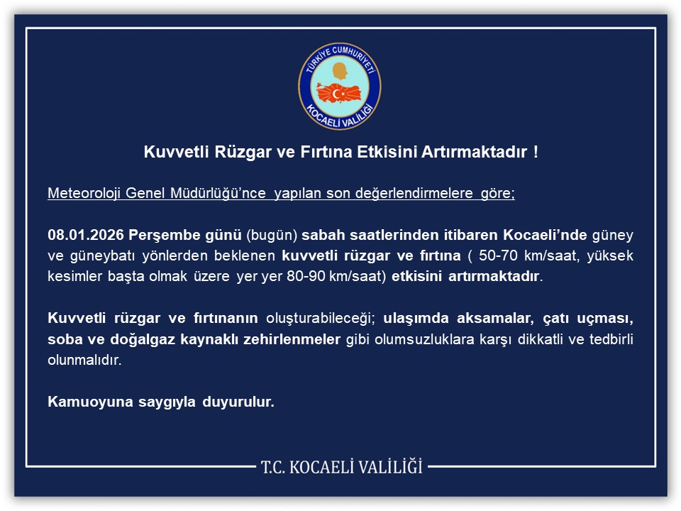 Valilik Uyardı! Fırtına Etkisini Sürdürmeye Devam Edecek