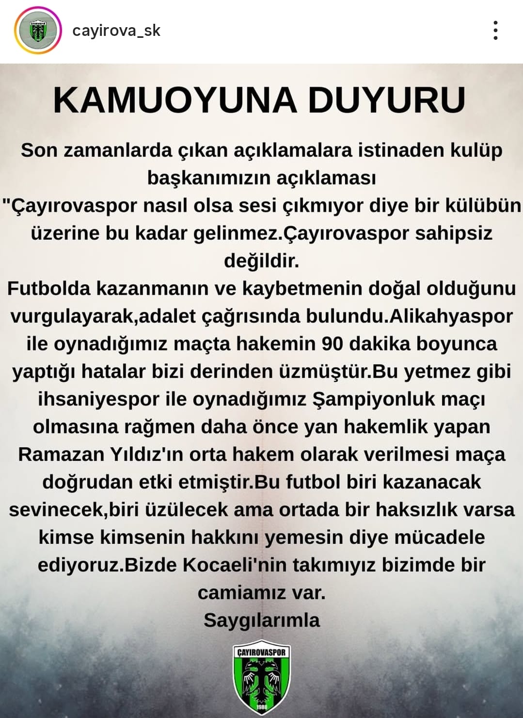 Başkan Muammer Aydin’dan Sert Açiklama Çayirovaspor Sahi̇psi̇z Deği̇ldi̇r! (2)
