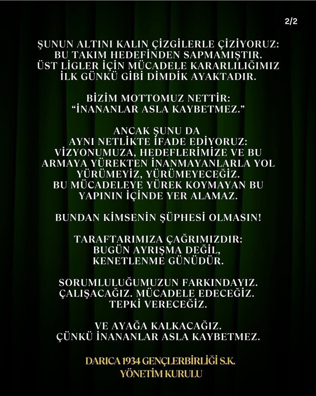 Darica Gençlerbi̇rli̇ği̇’nden Olay Sözler Bu Armada Yüreksi̇zlere Yer Yok! (2)