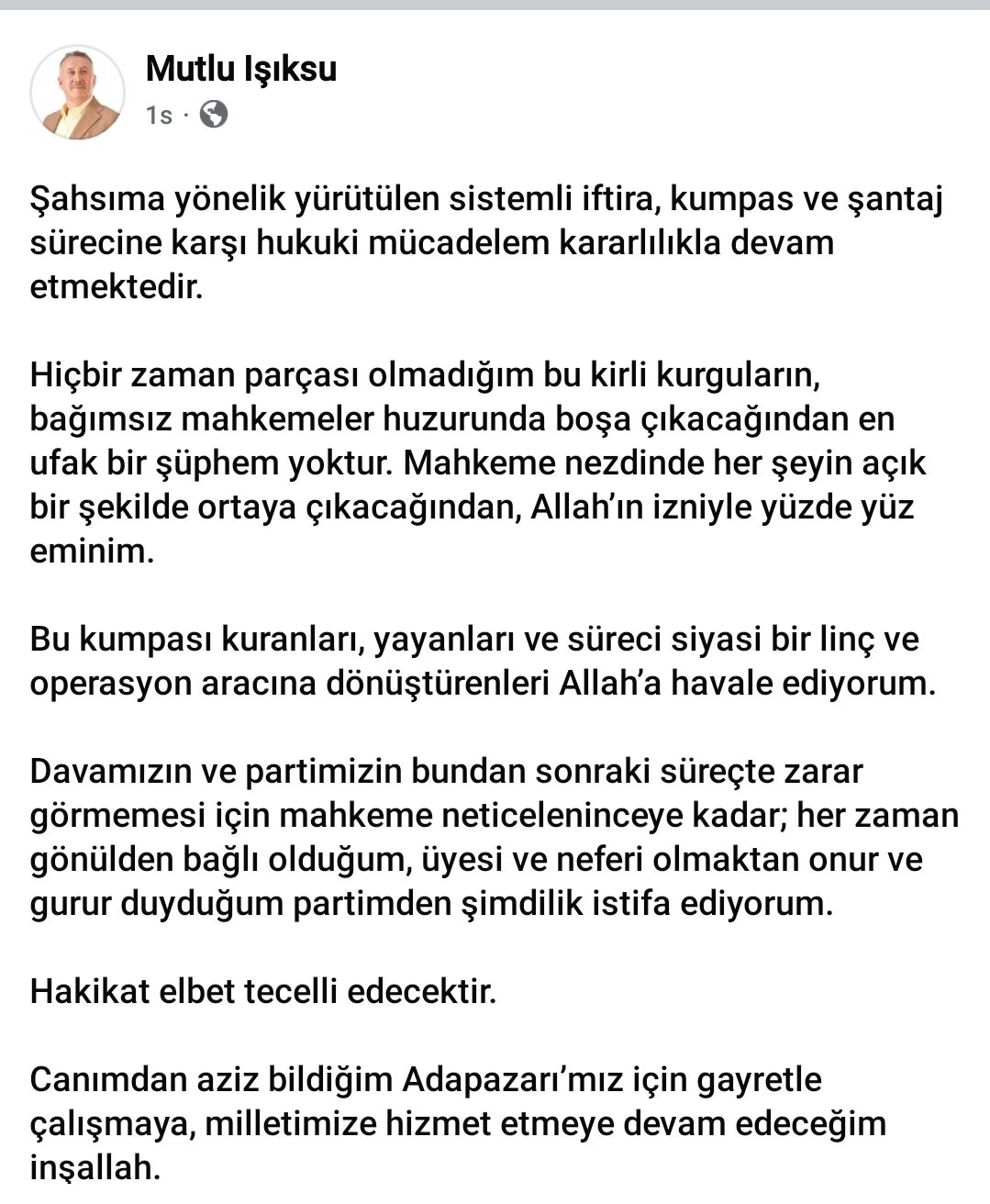 Adapazari Beledi̇ye Başkani Mutlu Işiksu İsti̇fa Etti̇ (2)
