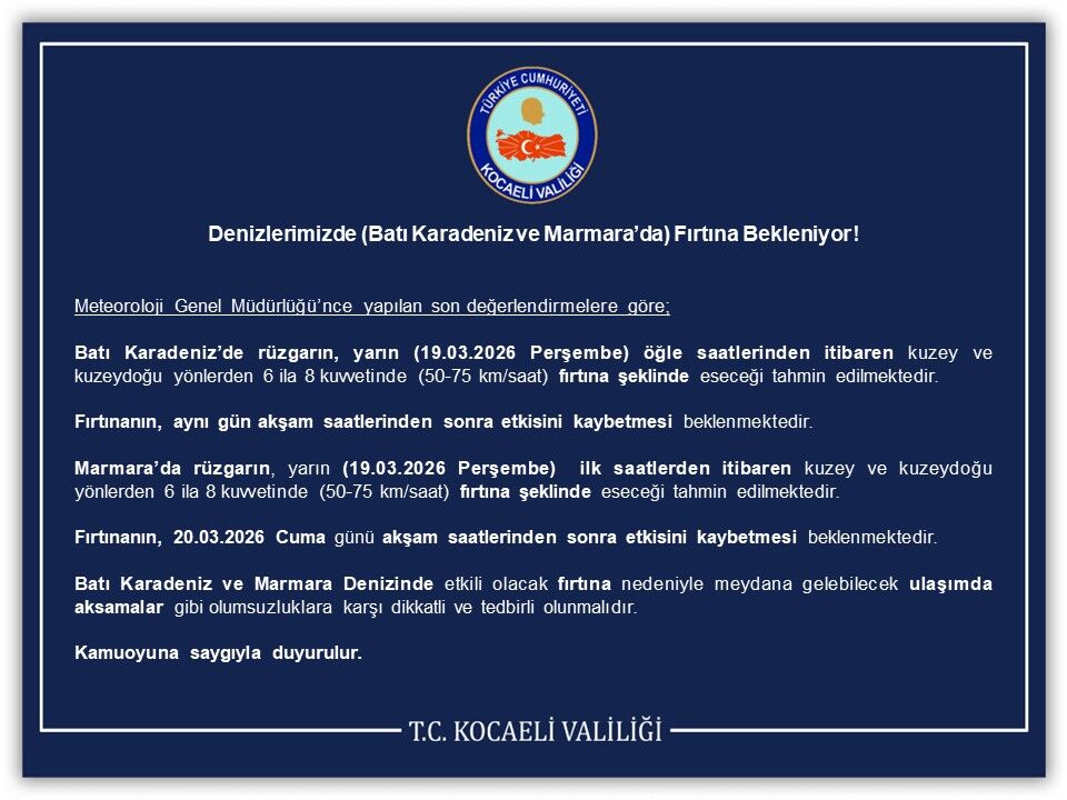 Kocaeli̇’de Firtina Alarmi Vali̇li̇kten Peş Peşe Uyari! (2)