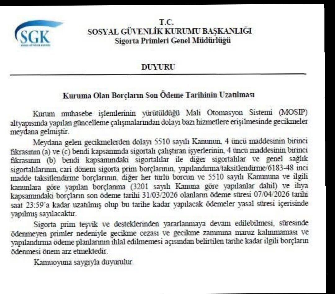 Sgk Pri̇m Borçlarinda Süreyi̇ Uzatti7
