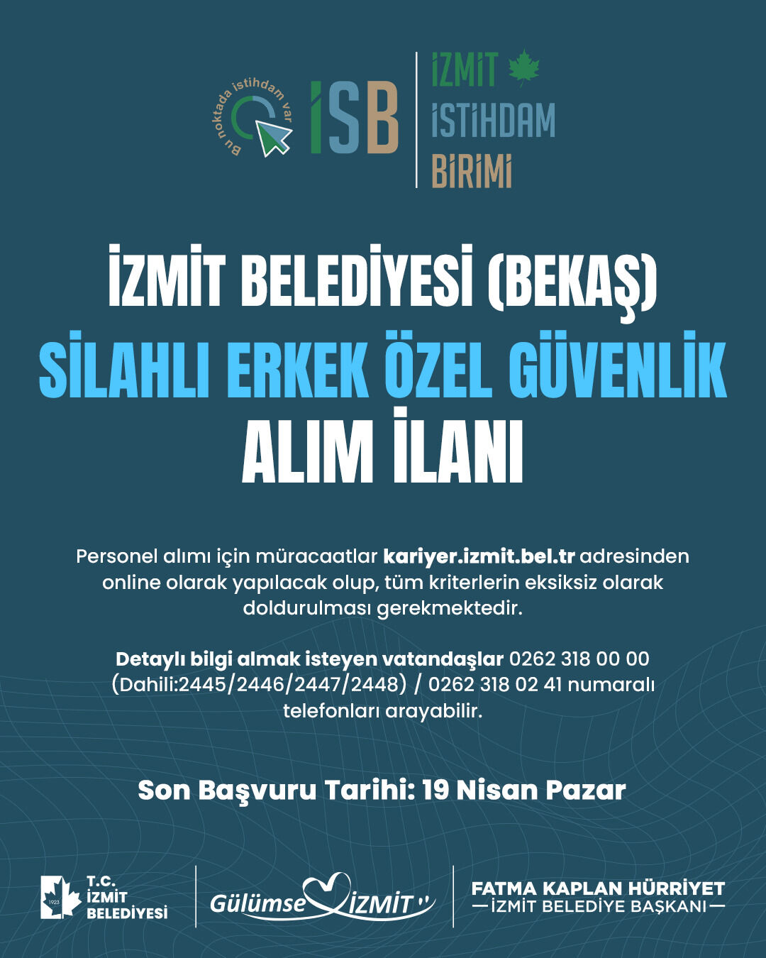Izmit Belediyesi Silahli Özel Güvenlik Personeli Alimi Yapacak (2)