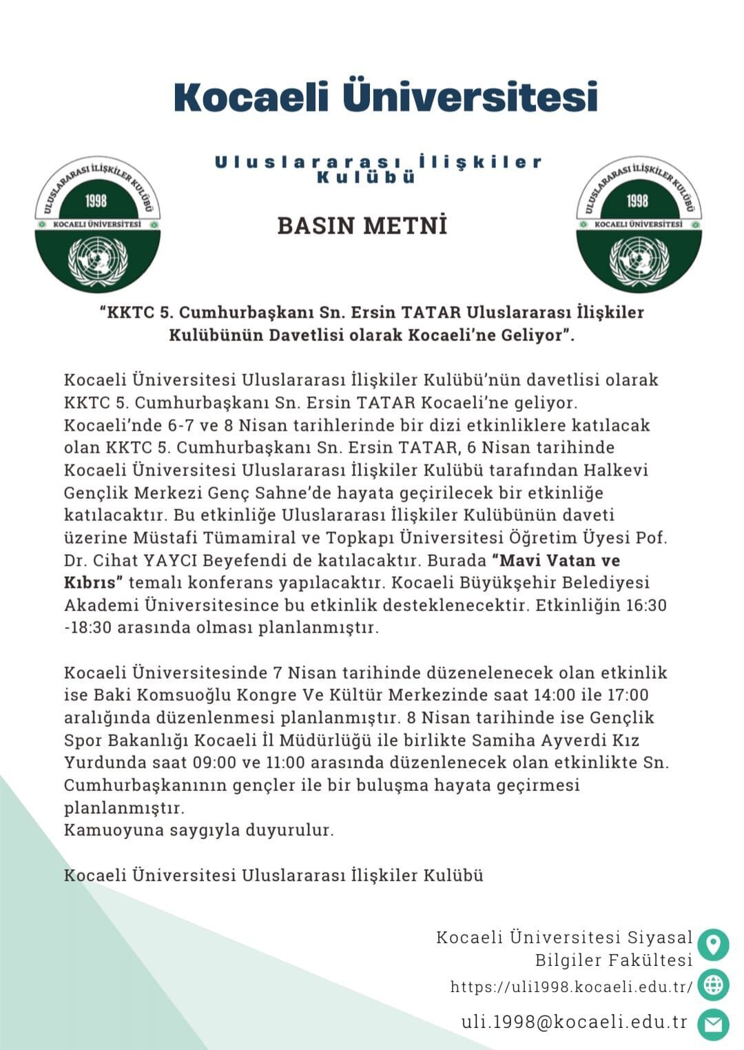 Kktc Cumhurbaşkani Ersi̇n Tatar’in Kocaeli̇ Zi̇yaret Programi Netleşti̇-1