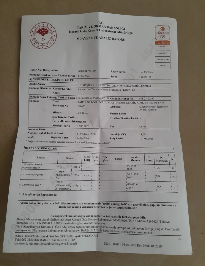 Ünlü Markanin Beyaz Peyni̇rde Ölümcül Bakteri̇ Bulundu! (2)