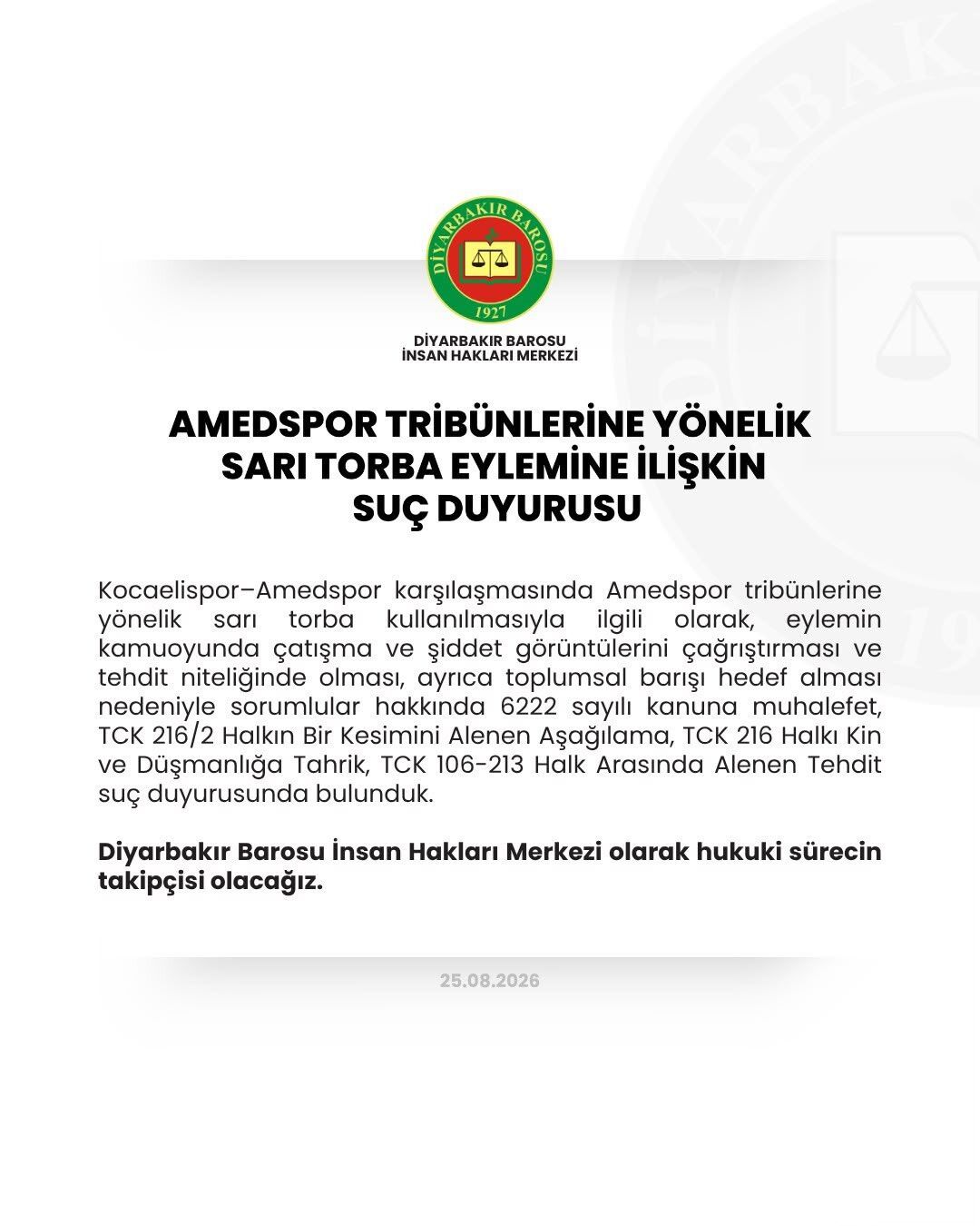 Kocaelispor-Amedspor maçındaki "sarı torba" olayına suç duyurusu