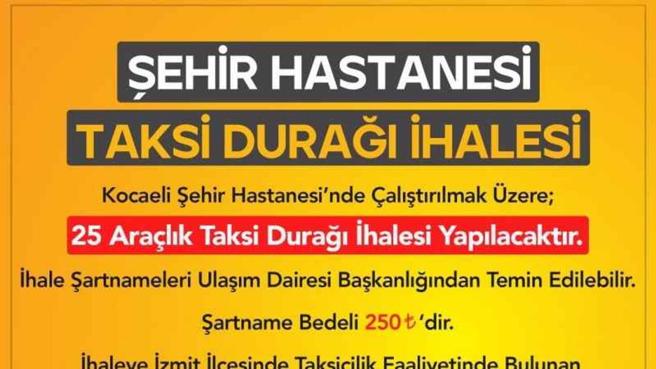 Şehir Hastanesi'ne taksi durağı ihalesi