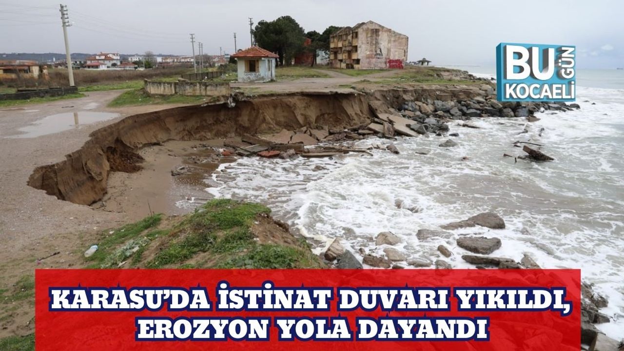 Karasu’da İstinat Duvarı Yıkıldı, Erozyon Yola Dayandı