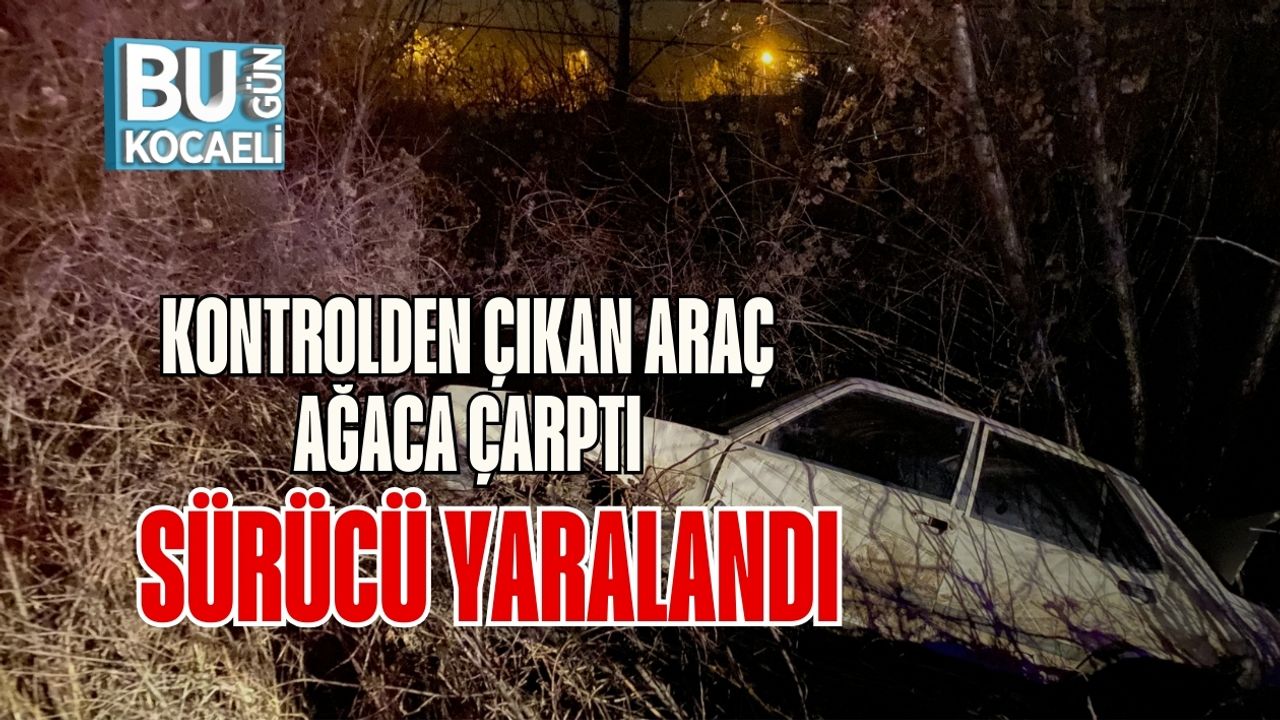 Kontrolden Çıkan Araç Ağaca Çarptı Sürücü Yaralandı