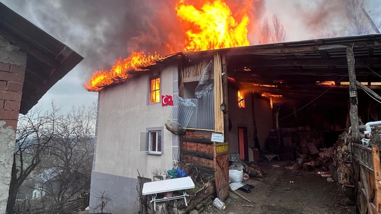 ALEVLER İKİ KATLI EVİ YUTTU