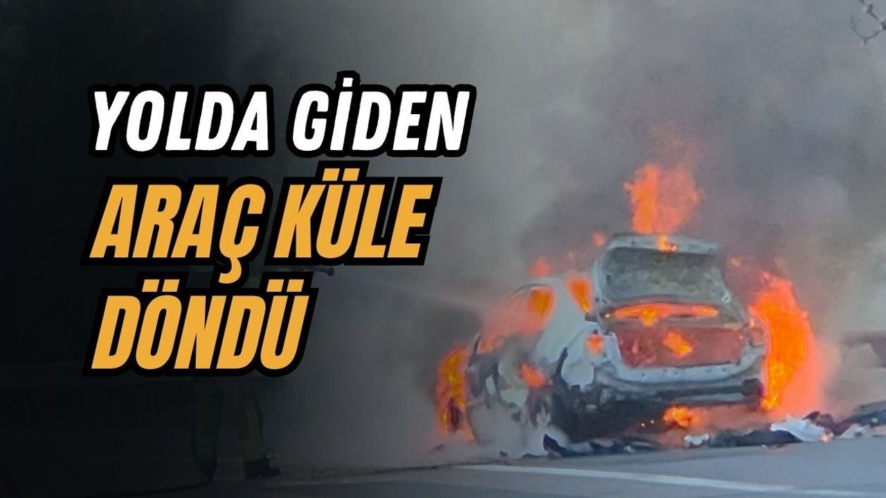 YOLDA GİDEN ARAÇ KÜLE DÖNDÜ