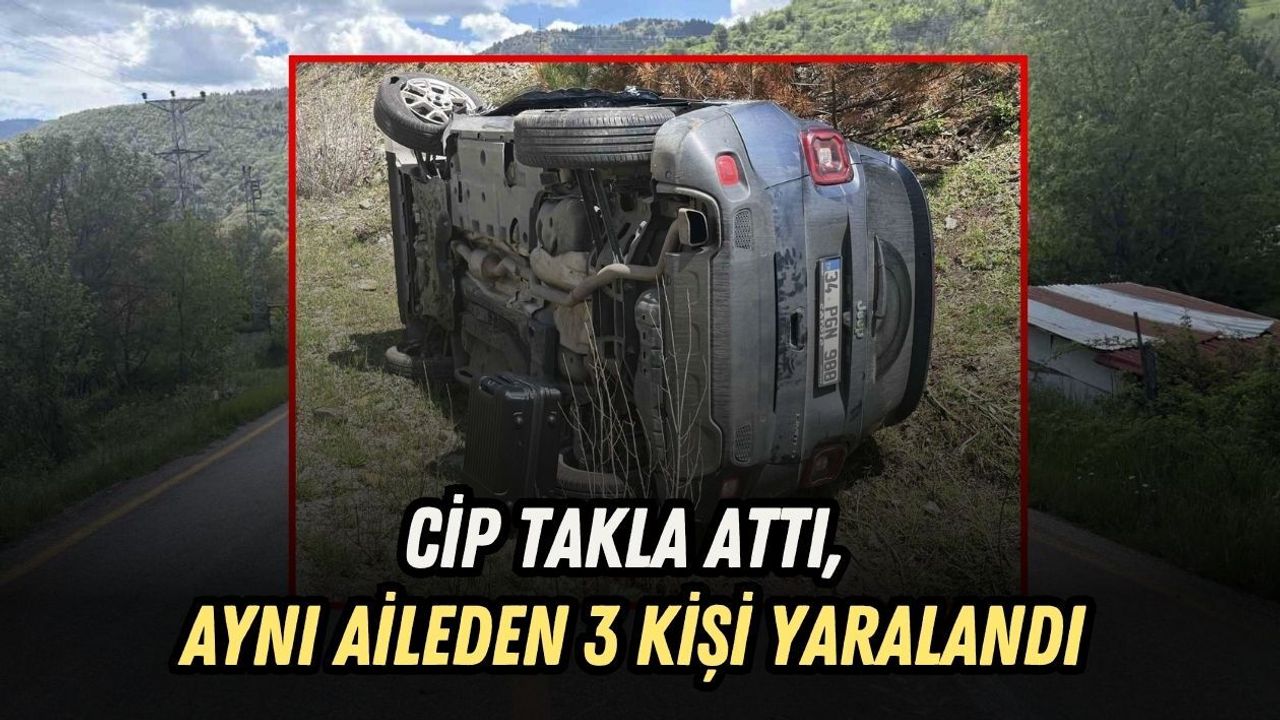 CİP TAKLA ATTI, AYNI AİLEDEN 3 KİŞİ YARALANDI