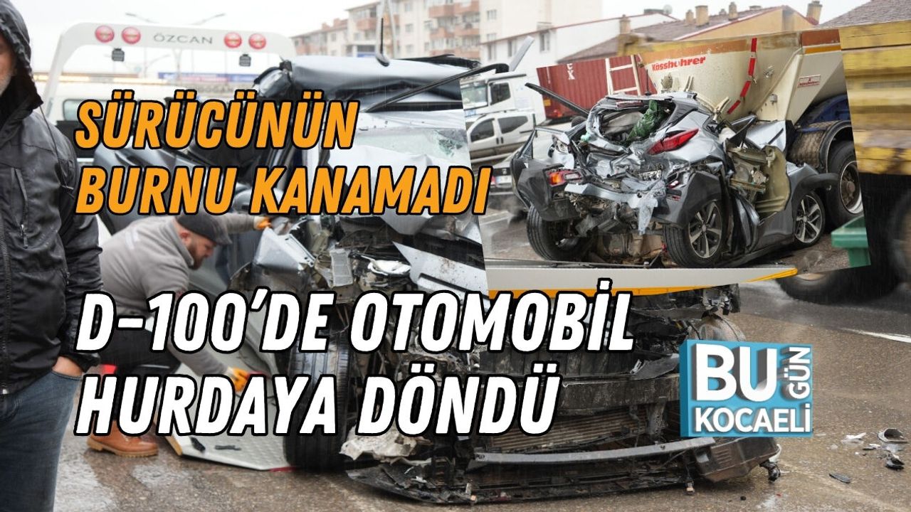 D-100’DE ZİNCİRLEME KAZA OTOMOBİL HURDAYA DÖNDÜ SÜRÜCÜNÜN BURNU KANAMADI