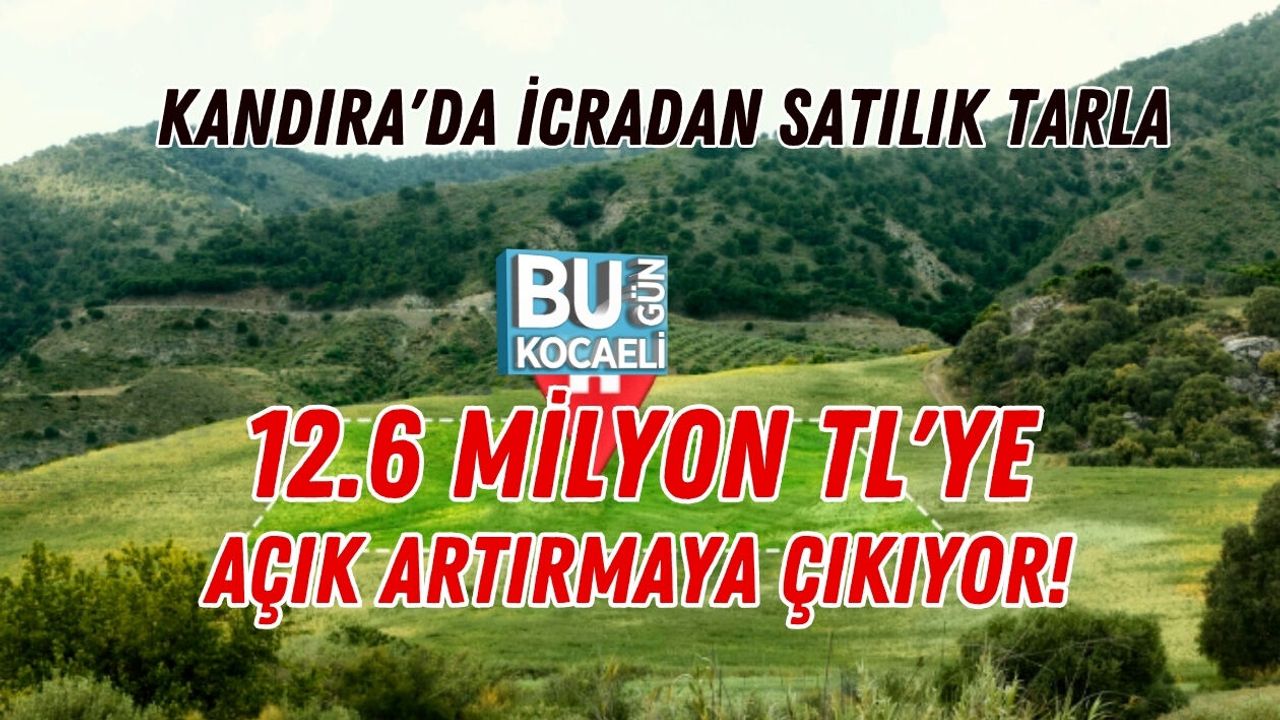 KANDIRA'DA İCRADAN SATILIK TARLA: 12.6 MİLYON TL'YE AÇIK ARTIRMAYA ÇIKIYOR!