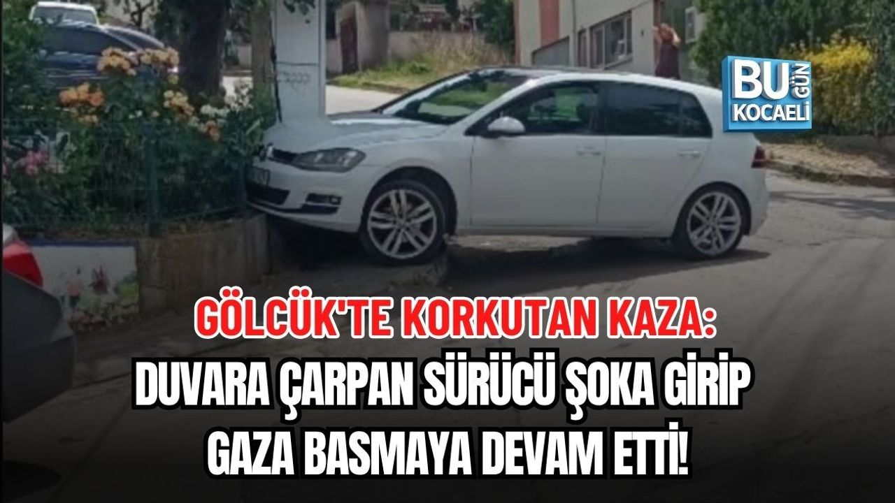 GÖLCÜK'TE KORKUTAN KAZA: DUVARA ÇARPAN SÜRÜCÜ ŞOKA GİRİP GAZA BASMAYA DEVAM ETTİ!