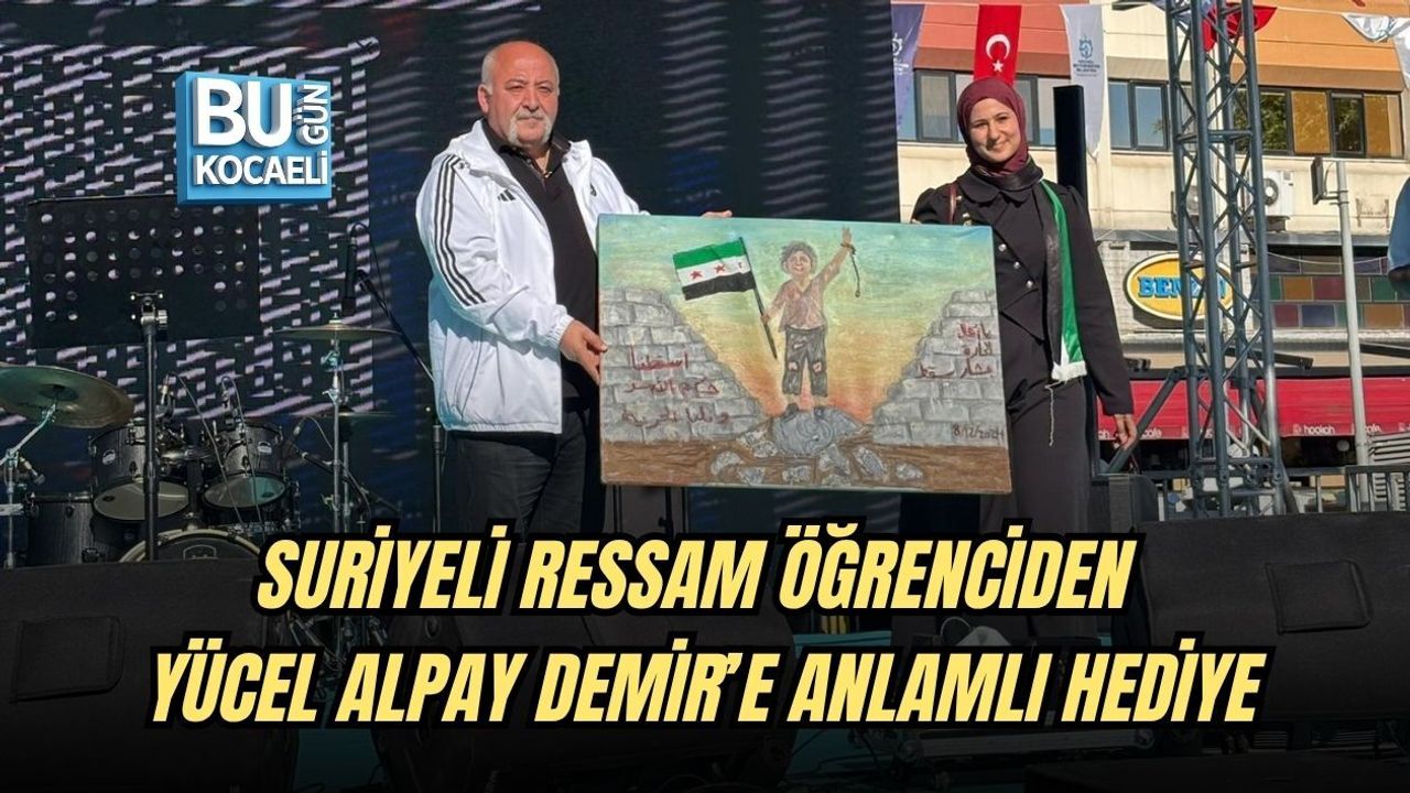 SURİYELİ RESSAM ÖĞRENCİDEN YÜCEL ALPAY DEMİR’E ANLAMLI HEDİYE