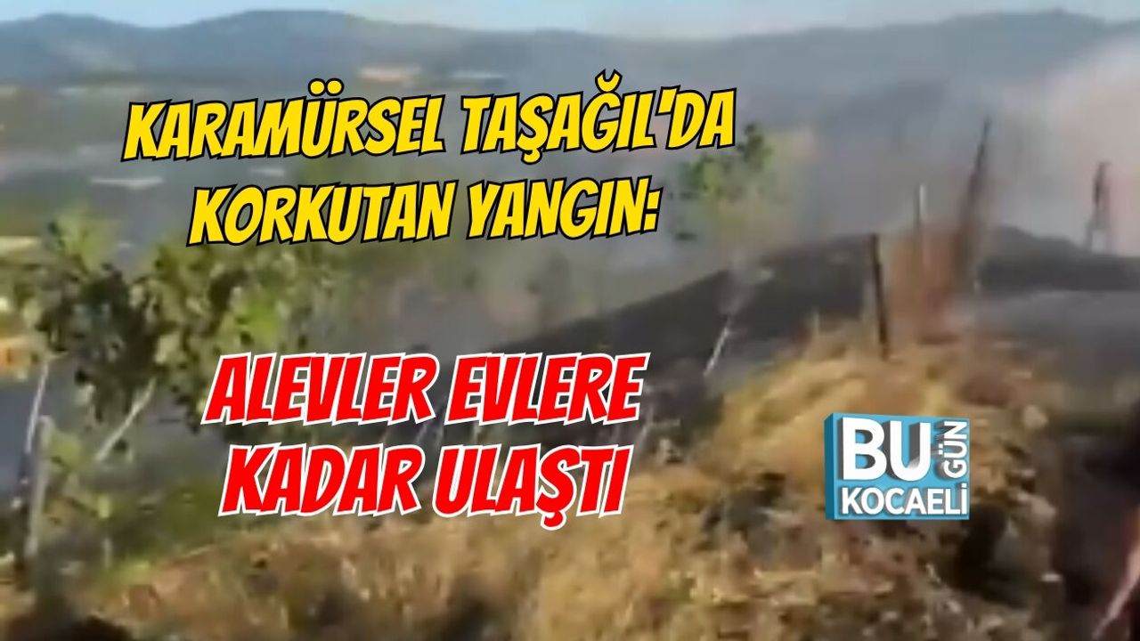 KARAMÜRSEL TAŞAĞIL'DA KORKUTAN YANGIN: ALEVLER EVLERE KADAR ULAŞTI