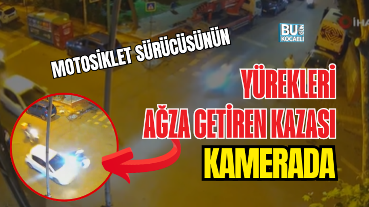 MOTOSİKLET SÜRÜCÜSÜNÜN YÜREKLERİ AĞZA GETİREN KAZASI KAMERADA