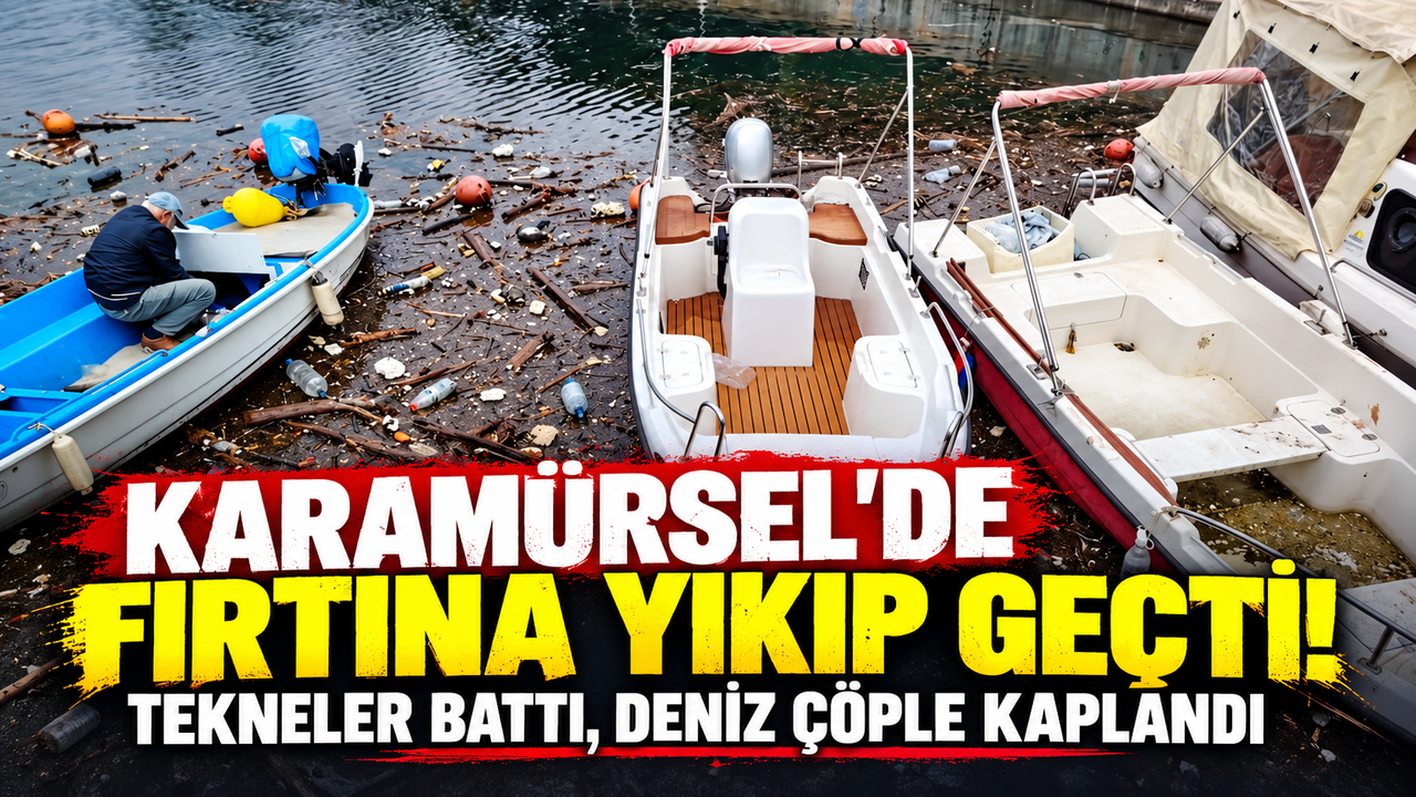 Karamürsel'de fırtına tekneleri vurdu