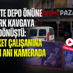 CEDİT’TE DEPO ÖNÜNE PARK KAVGAYA DÖNÜŞTÜ: MARKET ÇALIŞANINA SALDIRI KAMERADA